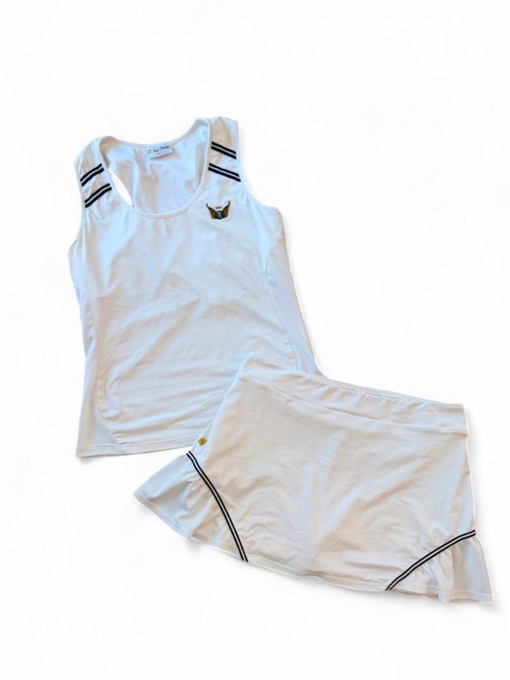 L’Oeuf Poché White Tennis Set Tank & Ruffle Skirt L XL Preppy